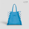 กระเป๋า Tote ผ้าคราม แต่งระบาย ลายผ้าขาวม้า