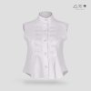 เสื้อเชิ้ตแขนกุดตีเกล็ดทวิสต์ - สั้น ขาว