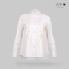 เสื้อเชิ้ตแขนยาวตีเกล็ดทวิสต์  ขาว