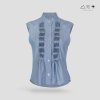 เสื้อเชิ้ตแขนกุดตีเกล็ดทวิสต์ - สั้น ครามอ่อน