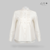 เสื้อเชิ้ตแขนยาวตีเกล็ดทวิสต์  ขาว