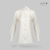 เสื้อเชิ้ตแขนยาว ญ ผ้าทอมือ กระดุมผ้า - ขาว