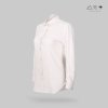 เสื้อเชิ้ตแขนยาว ญ ผ้าทอมือ กระดุมผ้า - ขาว