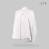 เสื้อเชิ้ตแขนยาวตีเกล็ดทวิสต์  ขาว