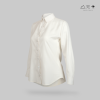 เสื้อเชิ้ตแขนยาว ญ ผ้าทอมือ กระดุมผ้า - ขาว