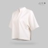 เสื้อคอจีน แขนสั้น ญ ฝ้ายทอฟอกนุ่ม สีขาวธรรมชาติ