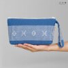 กระเป๋าเครื่องสำอาง ผ้ายกลายตีนซิ่น - ฟ้า