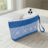 กระเป๋าเครื่องสำอาง ผ้ายกลายตีนซิ่น - ฟ้า