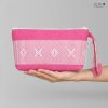 กระเป๋าเครื่องสำอาง ผ้ายกลายตีนซิ่น - ชมพู