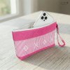 กระเป๋าเครื่องสำอาง ผ้ายกลายตีนซิ่น - ชมพู