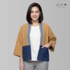 KHID เสื้อคลุมกิโมโน ผ้าสีเปลือกไม้ ลายยกขิด สั้น