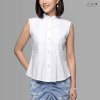 เสื้อเชิ้ตแขนกุดตีเกล็ดทวิสต์ - สั้น ขาว