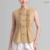 เสื้อเชิ้ตแขนกุดตีเกล็ดทวิสต์ - สั้น เปลือกไม้