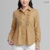 เสื้อเชิ้ตแขนยาวตีเกล็ดทวิสต์ เปลือกไม้