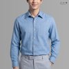 เสื้อเชิ้ต ช แขนยาว ผ้าทอมือ ครามอ่อน