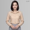 เสื้อเชิ้ตแขนยาว ญ กระดุมผ้า-เปลือกไม้