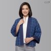 เสื้อคลุมกิโมโนผ้าคราม-สั้น ลายตาราง