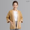 เสื้อคลุมกิโมโนฝ้ายเข็นมือ-ยาว ทอลายไม้