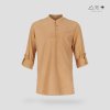 เสื้อเชิ้ตคอจีนแขน 3 ส่วนผ้าทอมือ เปลือกไม้