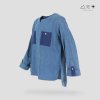 เสื้อเชิ้ตแขนยาว กระเป๋าอกคู่ คราม