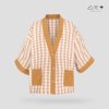 เสื้อคลุมกิโมโนติดกระดุมผ้าสีเปลือกไม้-ยาว