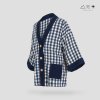 เสื้อคลุมกิโมโนติดกระดุมผ้าคราม-ยาว