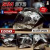 หมวกกันน็อกเต็มใบ Soman SM973 ลาย Black Silver Spark Plus