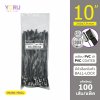 เคเบิ้ลไทร์ สแตนเลส 304 สีดำ เคลือบ PVC ยาว 10 นิ้ว x กว้าง 7.9 มิลลิเมตร (แพ็คใหญ่ 100 เส้น/แพ็ค)
