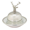 Porcelain Butter Dish w/Pewter Antler Lid