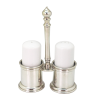 Porcelain Salt & Pepper w/ Pewter Holder