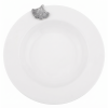 Porcelain Soup Plate w/Pewter_Ginkgo Leaf