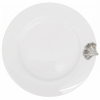Porcelain Winde Rim Plate w/Pewter_Ginkgo Leaf