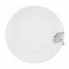 Porcelain Oriental Coupe Plate w/Pewter_Ginkgo Leaf