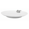 Porcelain Oriental Coupe Plate w/Pewter_Ginkgo Leaf