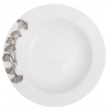 Porcelain Vegetable Bowl w/Pewter_Ginkgo Leaf