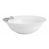 Porcelain Vegetable Bowl w/Pewter_Ginkgo Leaf