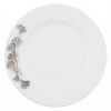 Porcelain Oriental Rim Plate w/Pewter_Ginkgo Leaf