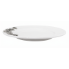 Porcelain Oriental Rim Plate w/Pewter_Ginkgo Leaf