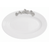 Porcelain Oval Plate w/Pewter_Ginkgo Leaf