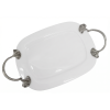 Porcelain Oblong Platter w/Pewter_Ginkgo Leaf