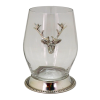 SANTE STEMLESS WINE GLS Pewter Base Bead Rim w/ Deer Medal