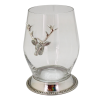 SANTE STEMLESS WINE GLS Pewter Base Bead Rim w/ Deer Medal