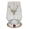 LEXINGTON HI BALL GLASS PEWTER BEAD BASE w/ DEER MEDAL, 370 ML.