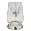 LEXINGTON HI BALL GLASS PEWTER BEAD BASE w/ DEER MEDAL, 370 ML.