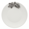 Porcelain Oriental Coupe Plate 12.5 cms. w/Pewter Grape Bunch