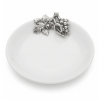 Porcelain Oriental Deep Dish 12 cms. w/Pewter Grape Bunch