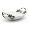 Porcelain Oval Serving Bowl w/ Pewter Handle_Grape