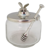 Honey Bowl_Pewter Lid Bee Knob w/ Pewter Dipper