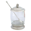 Glass Jam Jar Orange Lid w/Spoon