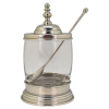 Glass Jam Jar Pewter Lid w/Spoon